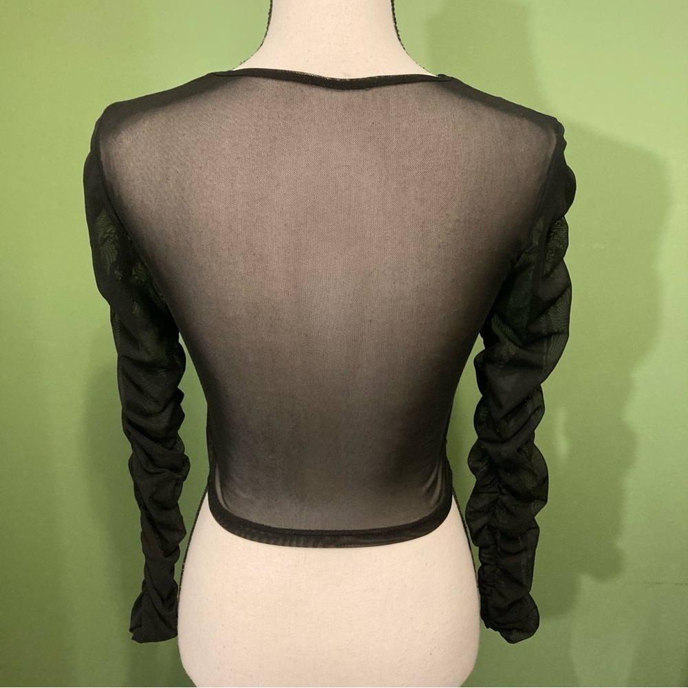 Cider Black Ruched Cutout Crop Top - Picture 2 of 10